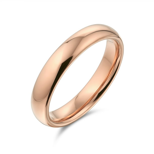 Wedding Bands Rose Gold Plated Sterling Silver 925 Plain Ring 5 mm 